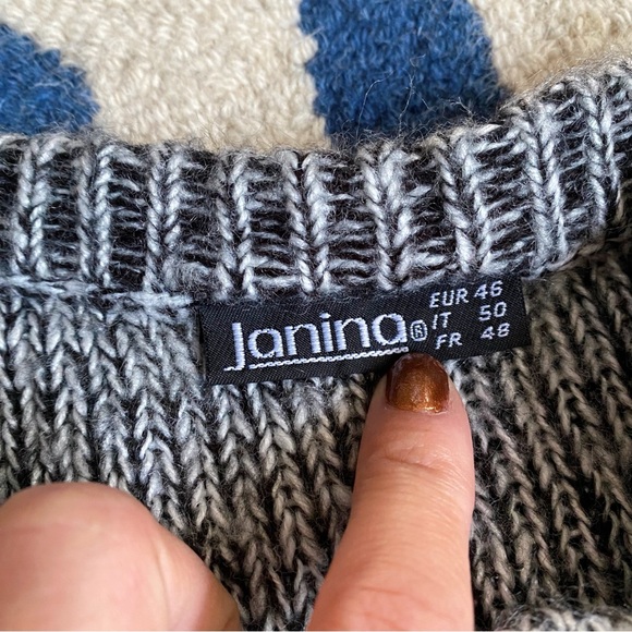 🖤 JANINA BLACK GREY WHITE LONG KNIT CARDIGAN SWEATER! - Picture 13 of 15